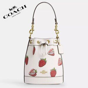 Coach Mini Bucket Bag With Strawberry Print
